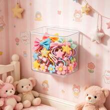 1/6/12PCS Transparent Wall Mounted Storage Box, Baby Room Desktop Hair Accessories Storage, Bathroom Wall Mounted Multifunctional Storage Supplies - Multicolor - View 2