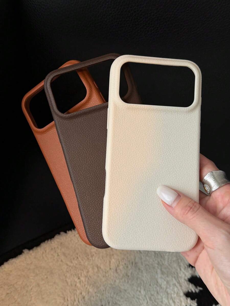 3pcs Lychee Texture Phone Case, White+Brown+Coffee, Suitable For IPhone18promax/18pro/18/17 Pro Max/17 Pro/17/16 Pro Max/16/16 Pro/16 Plus/15/15 Pro Max/15 Pro/15 Plus/11/12/13/14 Pro Max/12 Pro/12 Pro Max/13 Pro/13 Pro Max/7 Plus/14 Pro/14 Pro Max Soft Shell - A Three-pack [white + Coffee + Brown] - View 1