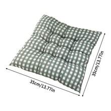 35x35cm Square Plaid Chair Cushion with Non-slip Strap Indoor Outdoor Sofa Cushion Pillow for Home Office - Gris claro - Ver 7