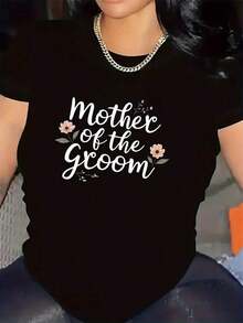 1 Short-Sleeved T-Shirt For The Mother Of The Groom | Ideal For Wedding Receptions, Lightweight And Durable Fabric, Comfortable Fit For Indoor And Outdoor Events, Elegant Floral Design On Soft Material, Round Neck, Medium Stretch Fabric, 180g 100% Cotton. - 黑色 - 查看 6