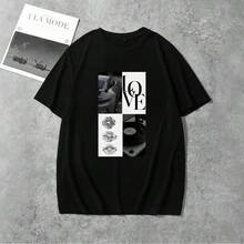 Diseño único, moderno, retro, de nicho, estampado popular, nuevo estilo de verano, camiseta de manga corta de algodón puro, top casual para mujer. - Blanco - Ver 5