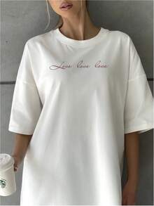 Camiseta versátil de estilo americano, de algodón puro, holgada y a la moda, top único y elegante, nueva camiseta de cuello redondo, sencilla y de manga corta para el verano. - Blanco - Ver 1