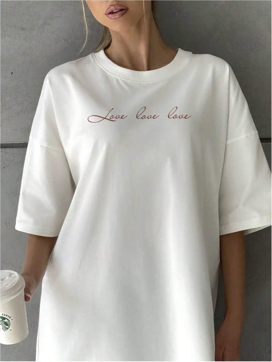 Camiseta versátil de estilo americano, de algodón puro, holgada y a la moda, top único y elegante, nueva camiseta de cuello redondo, sencilla y de manga corta para el verano. - Blanco - Ver 1