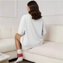 Blusa holgada vintage de verano, moderna y versátil, estilo europeo y americano, 100% algodón, estilo americano, que cubre el abdomen, estilo Hong Kong. - Blanco - Ver 5
