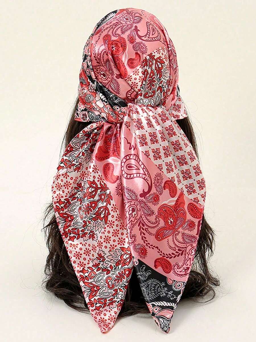 1 chiếc khăn bandana mới với họa tiết hình học màu hạt điều, dành cho nữ. - Nhiều màu - Xem 1