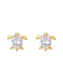 3 Pairs Ocean Animal Shaped Stud Earrings - Turtle, Crab And Whale Tail Inlaid With Sparkling Bright CZ Rhinestones, Summer Beach Vacation Women's Earrings - Multicolor - View 4