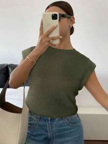 Camiseta casual de mujer con estampado de lunares, verano - Verde militar - Ver 6