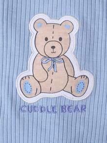 DILAVEL 3 piezas Nuevo conjunto de pelele para bebé niño con estampado de oso, suave y cómodo, para primavera/verano - Celeste - Ver 3