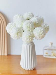 1/8 Bouquet Of Artificial Chrysanthemum, Dandelion, And Hydrangea Flowers, Suitable For Gifting To Friends, Brides, Wedding Decor, Home, Office, Cafe, And Party Use - White - View 8