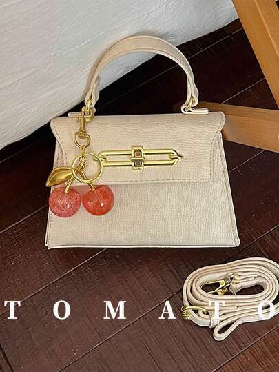1pc Solid Color Versatile Handbag, Fashionable Square Crossbody Bag, PU Leather Material, Includes Pendant, Suitable For Daily Use, Ideal For Young Women, College Students, And Office Workers. Great For Office, University, Work, Business, And Commuting