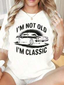 Camiseta de Verano 2026 "No Soy Viejo, Soy un Coche Clásico" para Mujer, Camiseta Vintage con Gráficos de Coches Deportivos, Top Casual Unisex para Entusiastas de los Coches. Las camisetas de mujer con cuello redondo y mangas cortas tienen interesantes estampados, que son adecuadas para fiestas de Navidad, actividades deportivas, fiestas de vacaciones, deportes y otros regalos festivos. Camisetas Holgadas y Cómodas de Verano, Ropa Unisex Estilo Y2K - Perfectas para Vacaciones, Eventos Deportivos y Días Festivos, y una Excelente Opción de Regalo - Negro - Ver 4