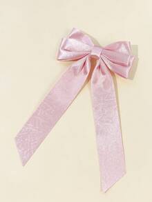 1pc Women's Solid Color Minimalist Bow Hair Clip, Suitable For Daily Wear - Pink - View 2