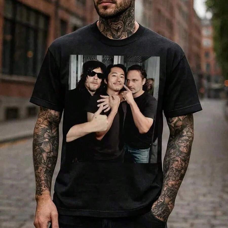 Local -79 T He Walking Dead Glenn Rick Daryl Shirt Walking Dead Rick Grimes Shirt Show Walking Dead Bike Carl Grimes Shir - màu đen - Xem 1
