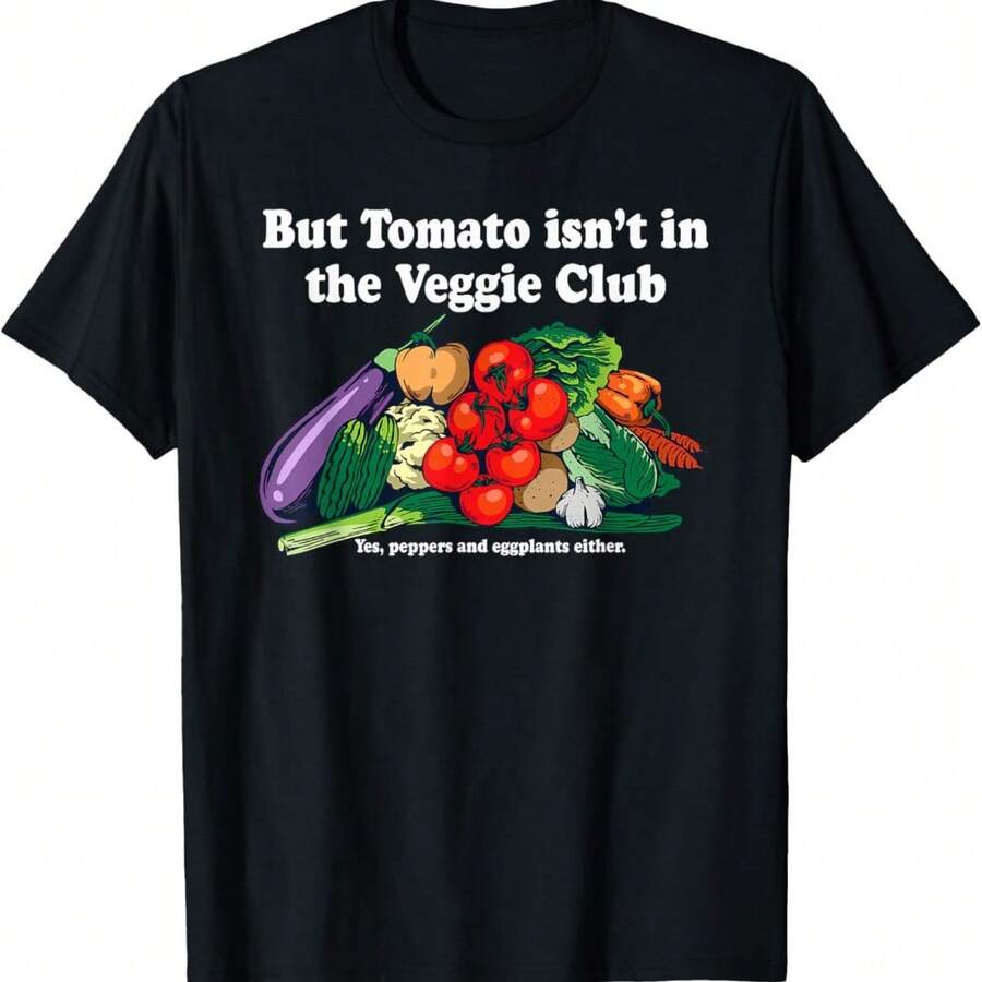 But Tomato Isn't In The Veggie Club Funny Food T-Shirt - Black - View 1