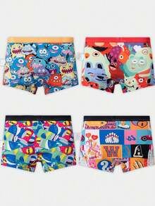 Set de 8 calzoncillos tipo bóxer con estampado minimalista de grafiti y animal para niños preadolescentes - Multicolor - Ver 6