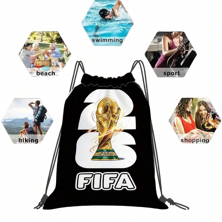 1个官方FIFA 2026世界杯枫叶、Zayu和Clutch主题包，精致实用大容量抽绳健身包，户外旅行运动包，动漫电影主题，健身收纳包，高端耐用，适合旅行和户外活动 - 彩色 - 查看 1