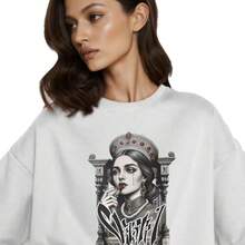 Blusa holgada vintage de verano, moderna y versátil, estilo europeo y americano, 100% algodón, estilo americano, que cubre el abdomen, estilo Hong Kong. - Blanco - Ver 6