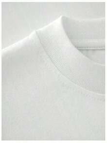 100% cotton Playera estampada de letras y gatos, manga corta y cuello redondo, top casual para verano y primavera, ropa de mujer - Blanco - Ver 3