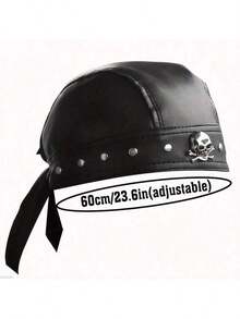 New Vintage PU Leather Bag, Headscarf Hat, Skull Rivet Leather Cover, Strap Hat, Outdoor Sports Accessory Hat - PU Cap - View 6