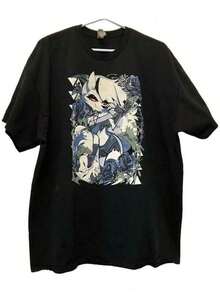 Camiseta de Algodón Casual para Hombre con Estampado Gráfico de Anime Japonés, Cuello Redondo, Unisex, Estilo Hip-Hop Actual 2026 para Estudiantes, Edición Limitada Oficial H-Helluva B-Boss 2023 L- Anime. Versión cómoda y transpirable, adecuada para ejercicio y fiestas, diseño de moda streetwear con texto japonés y personajes adorables para camisetas de manga corta de anime para damas. - Negro - Ver 8