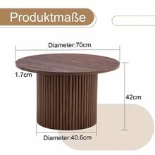 Couchtisch Aus MDF Mit 70 Cm Durchmesser: Runder Beistelltisch Mit Römischem Säulendesign, Integraiertem Metallrahmen, Retro-Luxus-Stil Fürs Wohnzimmer. Perfect For European Wohnräume. - Brown - View 5