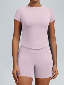 2pcs Impact Short Sleeve Top & Impact Short - Pink - View 5