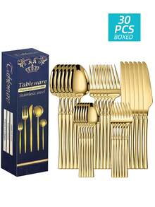 5 pezzi/20 pezzi/30 pezzi Set di posate in acciaio inossidabile, adatto per casa, cucina, ristorante, hotel, matrimonio, regalo di Natale - - - Visualizzare 7