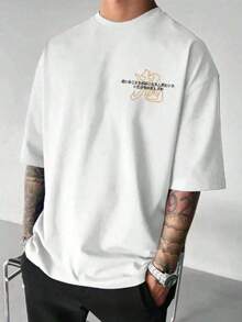 Oni Demon T-Shirt - White Short Sleeve Crew Neck T-Shirt With Red And Gold Demon Print And Kanji Text - Casual Summer Wear, Anime And Manga Style, Machine Washable, Gift, Graphic Tee For Streetwear Lovers, Comfortable Fit XFVG - 白色 - 查看 2