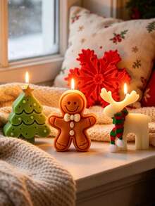 4pcs Christmas Theme Silicone Candle Molds: Reusable, Easy Release, Suitable For DIY Aromatherapy Candles, Handmade Soap And Plaster Decor – Includes Tree, Snowflake, Gingerbread Man And Reindeer Designs – Perfect Holiday Gift Decoration - Four-piece Set - View 3