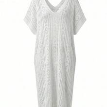 Swim Lushore Plus Size Hollow Out Split Thigh Cover Up Dress Without Bikini Summer - Marrón - Ver 9