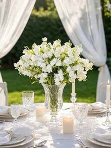 6pcs White Lily Of The Valley Artificial Flower Bouquet, Suitable For Wedding, Engagement, Home Decor, Valentine's Day, Graduation Ceremony - No Container Tabletop Floral Centerpiece Decoration - Perfect Gift For Home Decor Enthusiasts And Event Planners - White - View 8