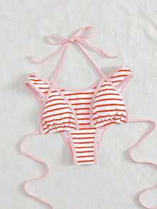 Set de 2 bikinis sexy y de moda en negro y blanco para mujer, ropa de playa de verano para vacaciones - Rojo - Ver 3