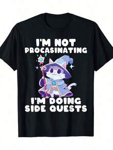 No estoy procrastinando, estoy haciendo misiones secundarias - Camiseta divertida de RPG - 100% algodón - Negro - Ver 5