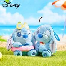 1pc Disney Stitch Plush Swim Ring Doll, Beach Doll Backpack Accessory, Birthday Gift, Party Favor, Souvenir - Sky Blue - View 1