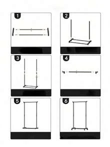 1 pieza Perchero de pie, Estantería de almacenamiento para el dormitorio del hogar, Perchero colgante de ropa para la sala de estar, Estantería de almacenamiento de entrada simple con ruedas, Perchero móvil ajustable para dormitorio y balcón - Blanco - Ver 8