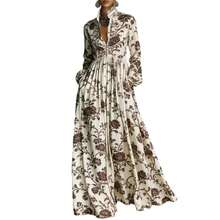 Elegant Retro Slimming Long Sleeve Printed Dress Women French Style Vacation Bodycon Midi Dress With Waist Cincher Design European And American Fashion Casual Party Wear Women's Vacation Wear E4IW - màu nâu - Xem 7