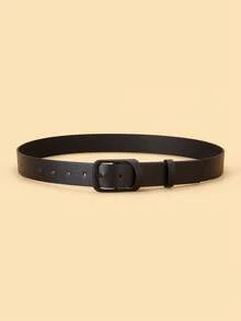 1 chiếc thắt lưng bản rộng màu đen thời trang mới, unisex, chất liệu da PU cao cấp. - màu đen - Xem 4