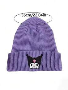 SANRIO Hello Kitty 韩式可爱刺绣猫咪针织帽，女士秋冬保暖护耳羊毛帽，头巾，防寒帽，情人节礼物 - 彩色 - 查看 2