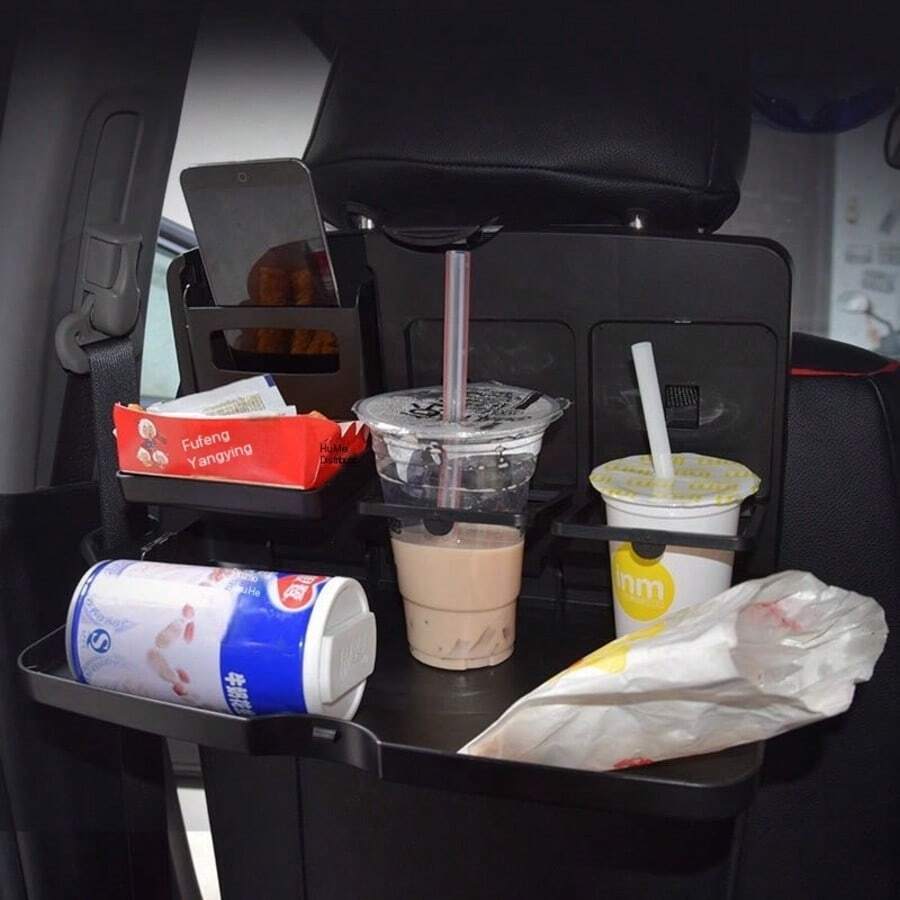 Foldable Car Food Tray Rack, Multifunctional Portable Car Food And Beverage Tray – Black Dining Storage Rack, Rear Seat Car Tray – Laptop, Meal Car Multifunctional Foldable Dinner Plate Table Cup Holder Chair Back Seat Car Storage Rack