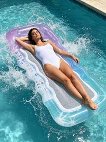 1pc Inflatable U-Shaped Candy Color Pool Float, Adult Summer Swimming Pool And Beach Party Accessory, Floating Lounger Chair, Perfect Summer Gift For Pool And Beach Fun And Relaxation, Pool Inflatable, Beach Essentials, Pool Float - Multicolor - View 2