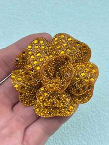 1pc Handmade Rhinestone Applique Patch, DIY Clothing, Bag, Shoe Decoration Floral Accessory, Multi-Color Shiny Crystal Sewing Embellishment - Flowers - View 1