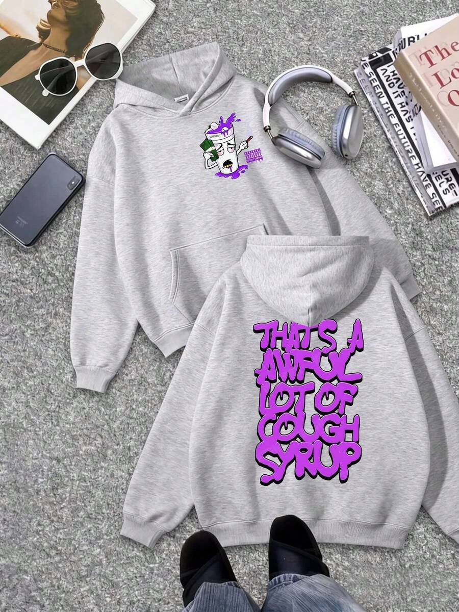 Thats A Awful Lot Of Cough Syrup Women's Fall Clothing Hoodie Casual Sports Autumn And Winter Fleece Hoodie Sweatersoft And Comfortable Christmas A Holiday Gift For Family And Friends - 淺灰色 - 查看 1