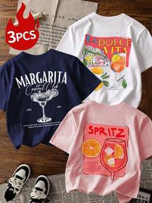 Choose 1 Item From 3 Colors. Women's Loose And Comfortable Short-Sleeved T-Shirt With Letter Print, Soft And Breathable, Versatile And Fashionable, Suitable For Weekend Outings, Cowboy-Themed Parties, Daily Wear And Summer Music Festivals - 白色 - 查看 4