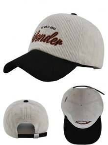 1 pieza Gorra de béisbol de moda ajustable con bordado de letra de pana, protección solar, sombreado, regalo para jóvenes - pana maravilla - Ver 9