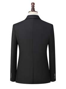 Men's Groomsman Groom Business Formal Suit Jacket - Black - View 3