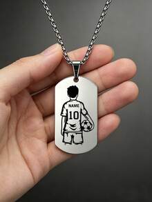 suteyi Personalized Football Dog Tag Necklace - Custom Stainless Steel Pendant With Name And Jersey Number; A Great Sports Gift Designed For Teens - Silver - View 4