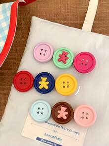 3pcs Cute Bear Button Hair Clips, Colorful Crocodile Hair Clips, Sweet Y2K Women's Hair Accessories - Multicolor - View 4
