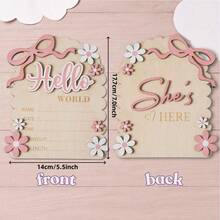 Newborn Information Board | Wooden Record Plaque | "Hello World" Decorative Sign | Birth Date, Weight, Length Record | Room Decor & Newborn Gift - View 3