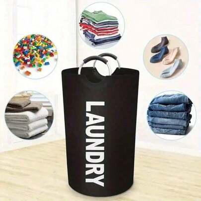 Large Laundry Basket With Aluminum Full Loop Handle, Foldable Waterproof Laundry Hamper, For Storage In Bedroom, Bathroom, College Dorm Storage, Laundry Rooms, Balconies, Dormitories, Closet Organization, Closet Or Laundry Storage
