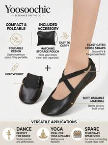 Women's Lightweight, Barefoot-Feel, Fashionable Casual, Soft & Comfortable, Versatile Indoor Slippers, Thin, Foldable, Easy Slip-On, Suitable For Dancing - Black - View 5